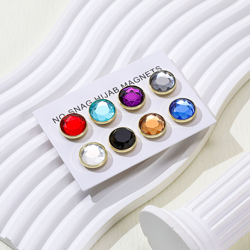 Headscarf fixed glass circular magnetic buckle scarf buckle collar clip magnetic suction buckle brooch scarf shawl 1 piece/8 pairs
