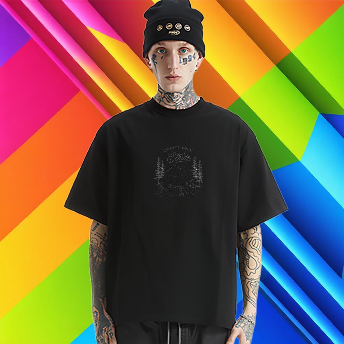 2024 DIY Mens T Shirts mountains Tops Tees 230g Pure Cotton Daily Wear Brand Anime Print Breathable Soft Men Tops Tees