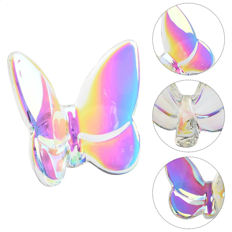 Glass Crystal Lucky Butterfly Vibrantly With Bright Color Ornaments Home Decor For Livingroom Bedroom 240717