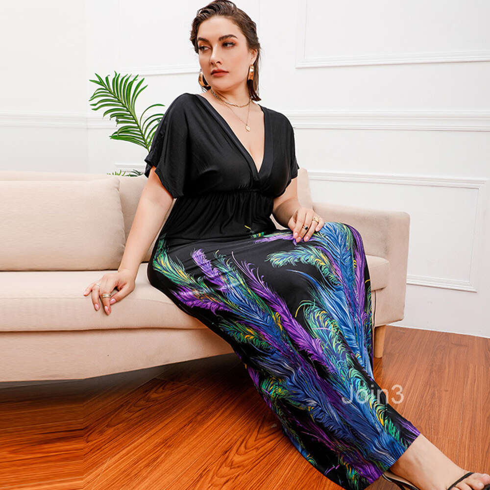 Bohemian hot selling fat mm elongated plus size ice silk dress vacation beach dress mid length skirt