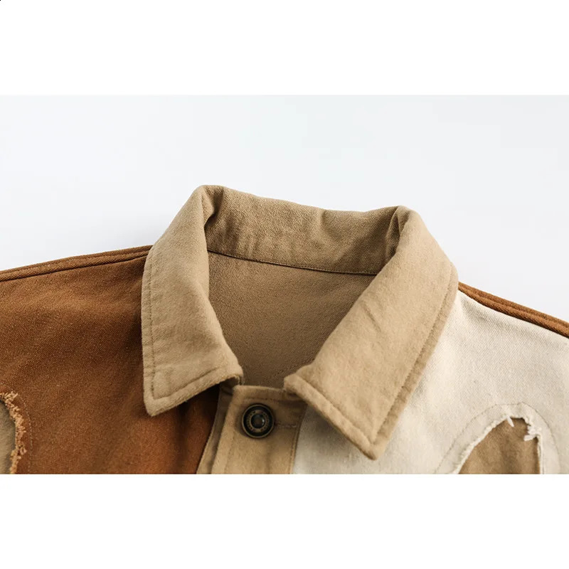 Vintage Hip Hop Streetwear Jacket Color Block Patchwork Jacket Men Autumn Harajuku Cotton Casual Jacket Coat Outwear 240718