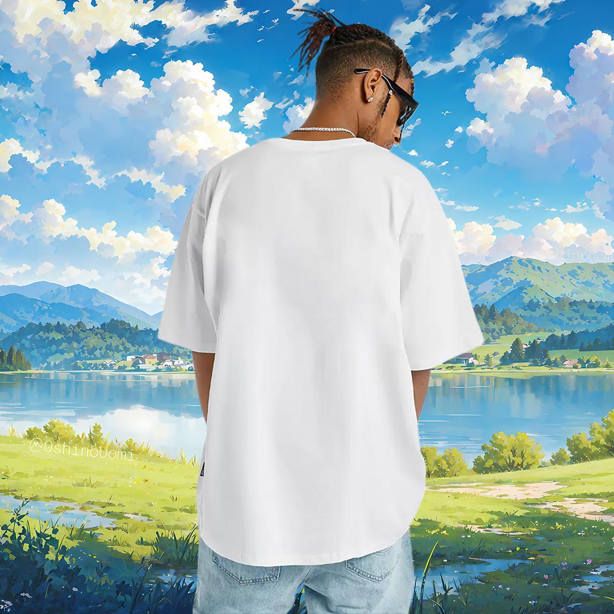 Wholesale Men Clothes T-Shirt letter 100% Cotton 230g Street Breathable T Shirts Men Cartoon Printing L-4XL Brand Tees