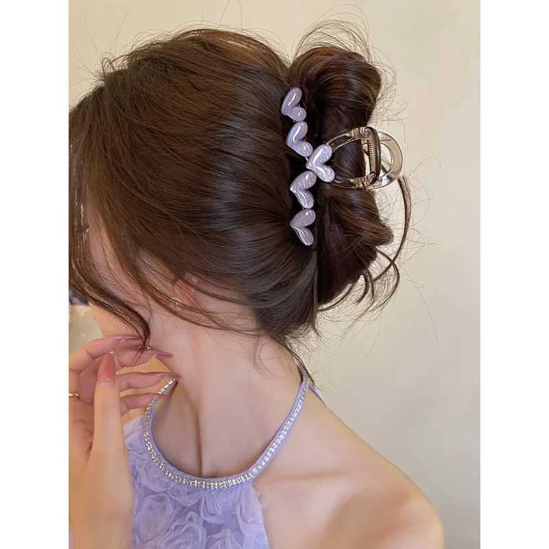New Fashion Elegant Popular Colorful Jelly Heart Acrylic Hair Claw Clip for Women Girls Summer Hair AccessoriesL240727