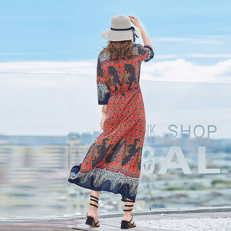 Plus Size Dress Shawl Cardigan Thailand Tourism Vacation Beach Skirt Long Skirt Long Summer Dress Self-cultivation Short Lace Dress Oversize Dress