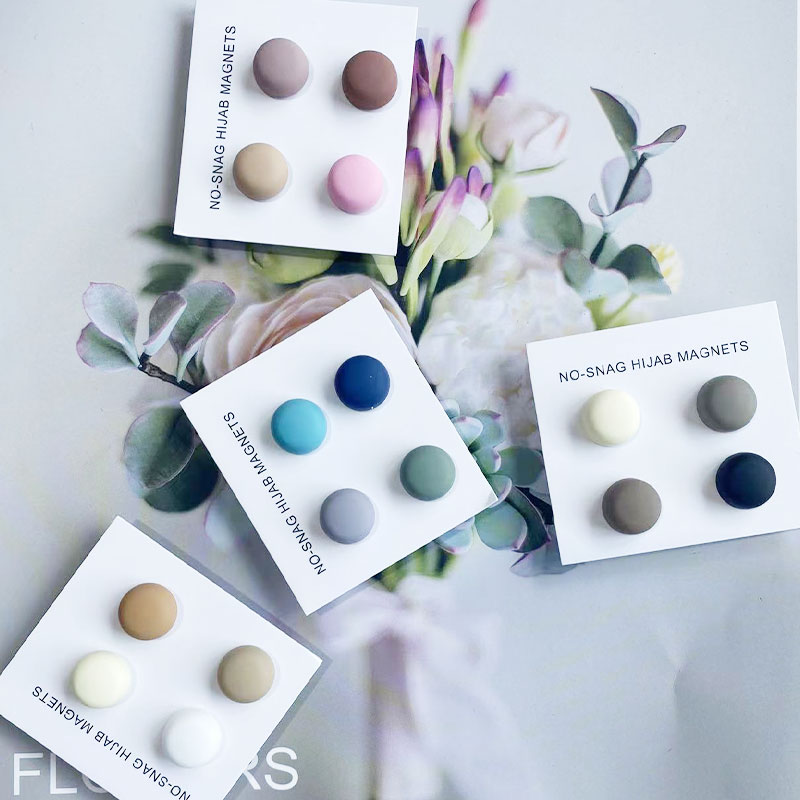 Colorful circular magnetic button scarf collar clip magnetic suction button brooch scarf shawl 1 piece/4 pairs