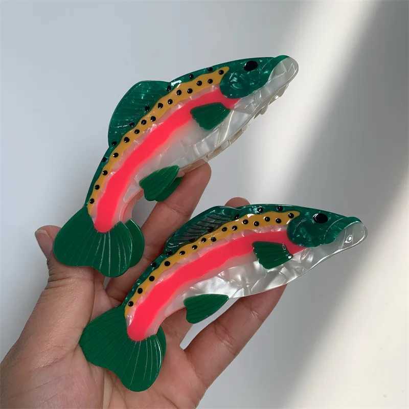 2024 New Design Cartoon Marine Dolphin Shark Hair Clips Cute Whale Salmon Acetate Hair Claws Hairpins Accessories For WomenL240727