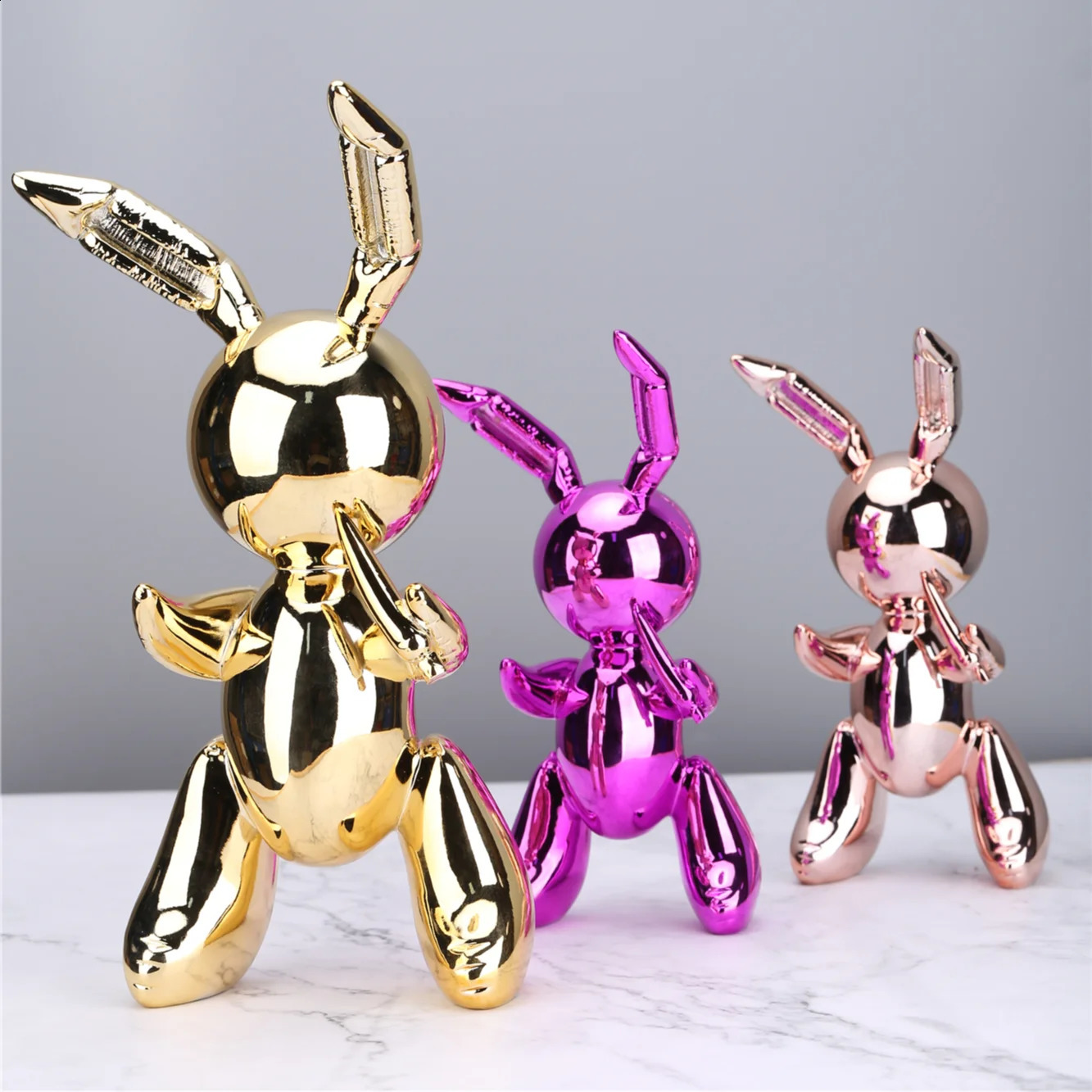 Cute Balloon Rabbit Statue Resin Sculpture Animal Figures Home Decor Modern Nordic Home Decoration Accessories for Living Room 240717