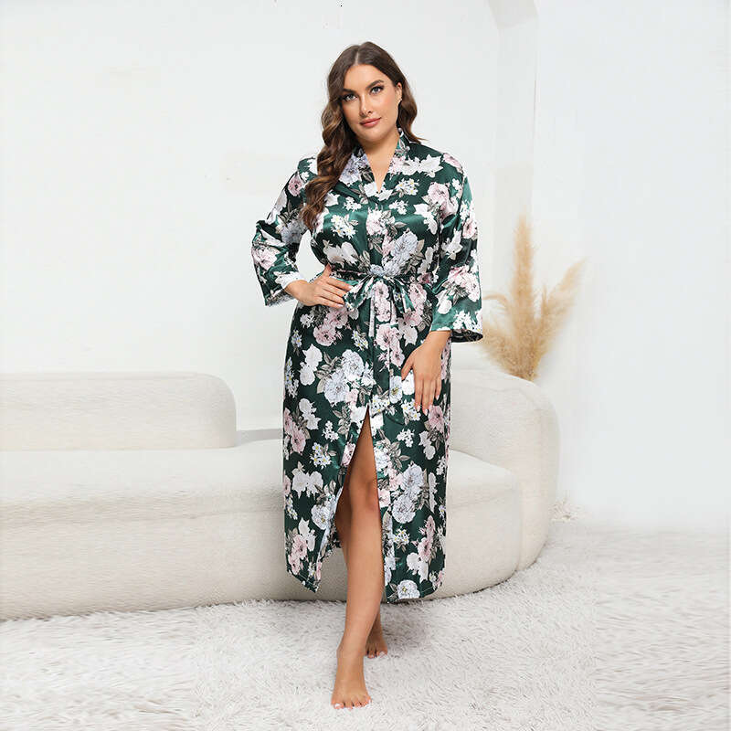 Hot selling oversized imitation silk pamas in the United States home clothing loose colored Ding bathrobes can be worn externally
