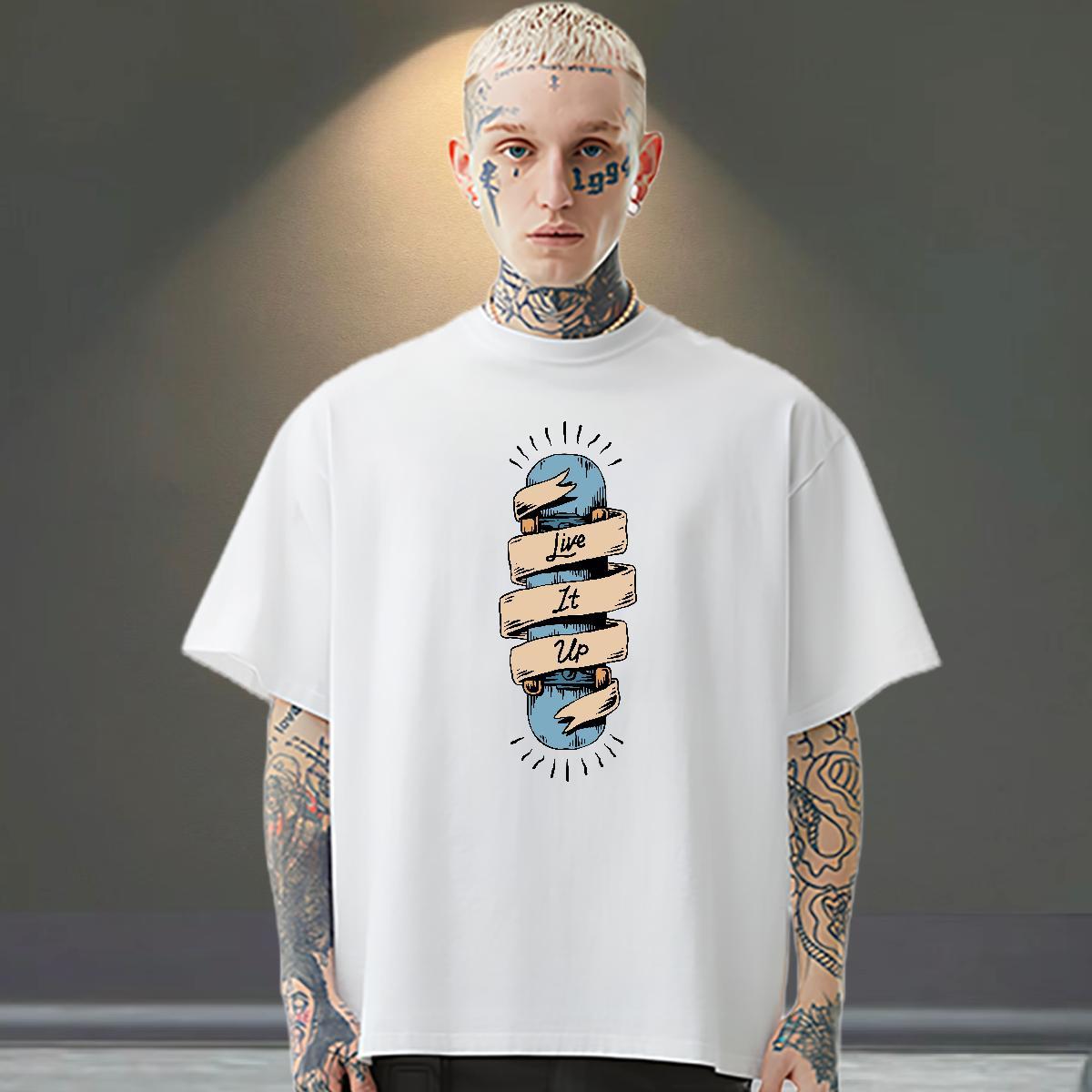 Classic Mens T Shirts skateboarding Polos 230g Pure Cotton Casual Daily Wear Comfortable DIY Printed Breathable Short Sleeve Men Tops Tees