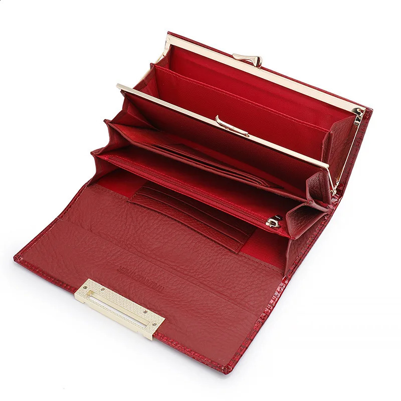 Alligator Pattern Genuine Leather Wallet Woman Long Ladies Cowhide Purse Diamond Decorated Card Holder Clutch Bag 240727