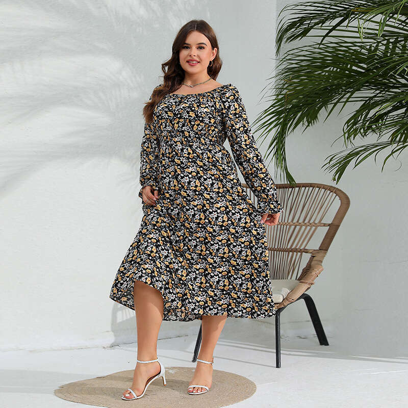 Spring New Lotus Leaf Sleeve Cotton Silk Dress with Added Fat and Oversized Long Skirt Weighing 200 Pounds Can Be Worn BOHO DRESS Pregnant Womens Dres