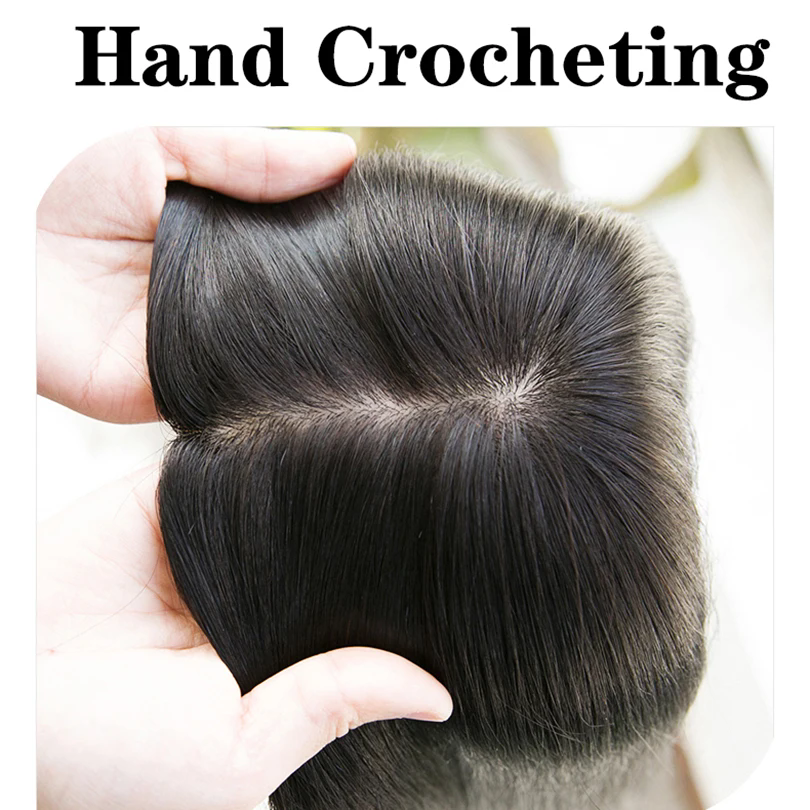 Natural black brown Injected Silk Skin Base Human Hair Women Topper Loose Wave Virgin European Hair Toupee Clips In Hairpiece 6x6 inch