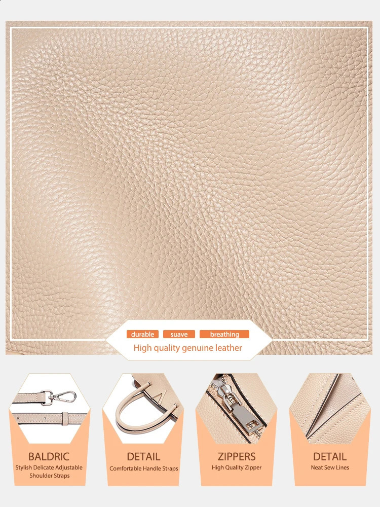 Zency Fashion Women Shoulder Bag 100% Genuine Leather Large Capacity Handbag Multi Pocket Satchel Tote Cross body Green 240727