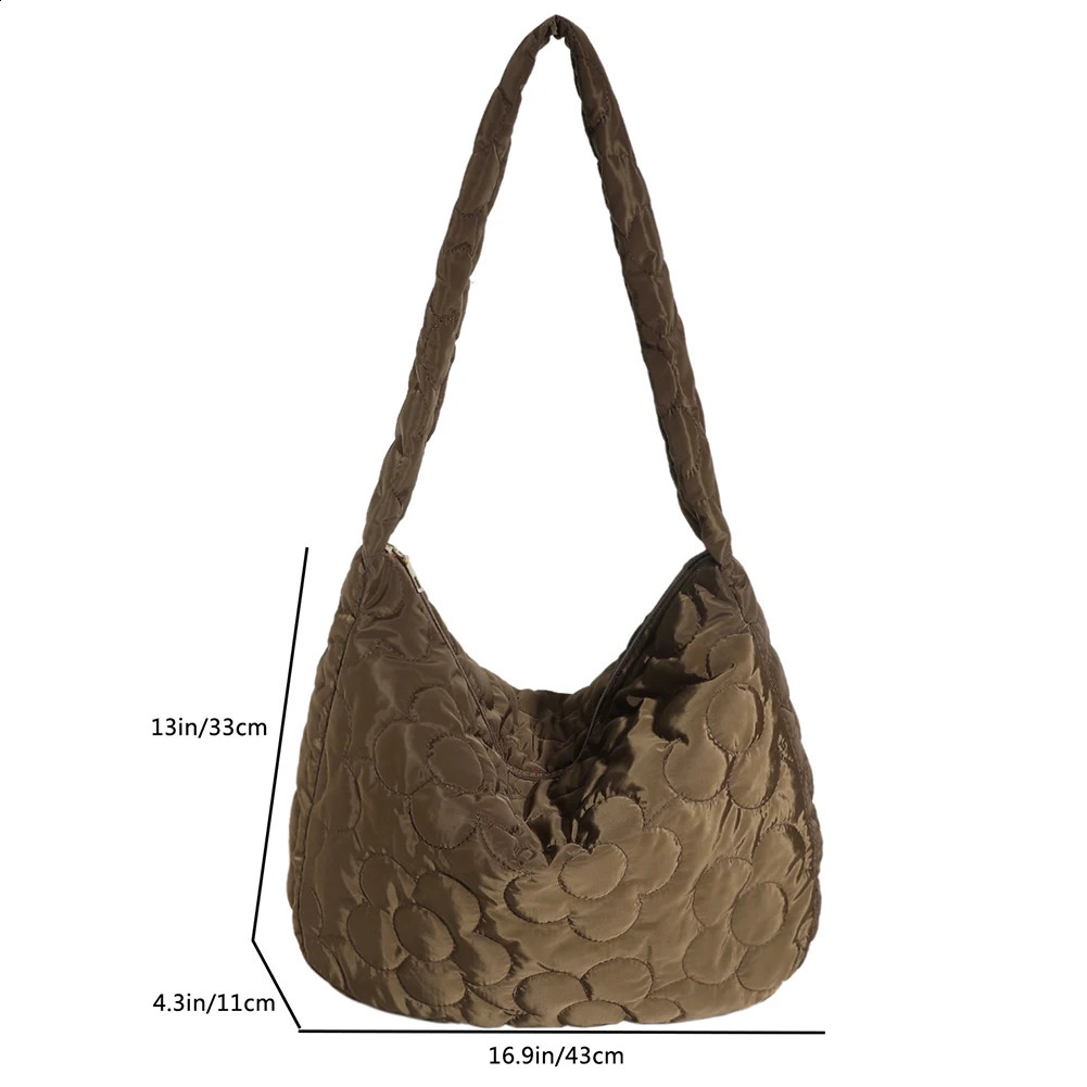 Womens Bag Puffer Tote Fashion Down Padded Shoulder Casual Floral Print Nylon Handbag Purse Quilted Cross Body 250218