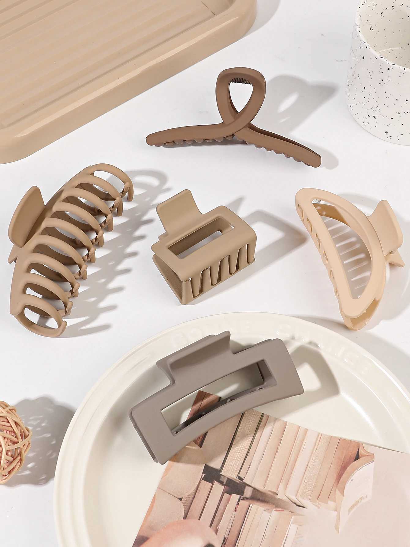 5 Pcs Mixed Colors And Shapes Big Hair Claw Clips for Women Girls Thin Thick Curly Hair Strong Hold Jaw Clips.Lo240727