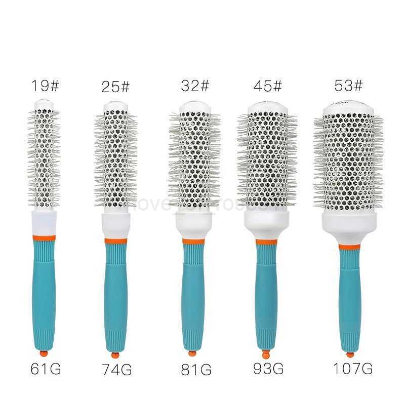 Hair Comb Professional Salon Hair Brush Hair Styling Hairbrush Hairdressing Comb Round Curly Hair Rollers Tools BlueM240727