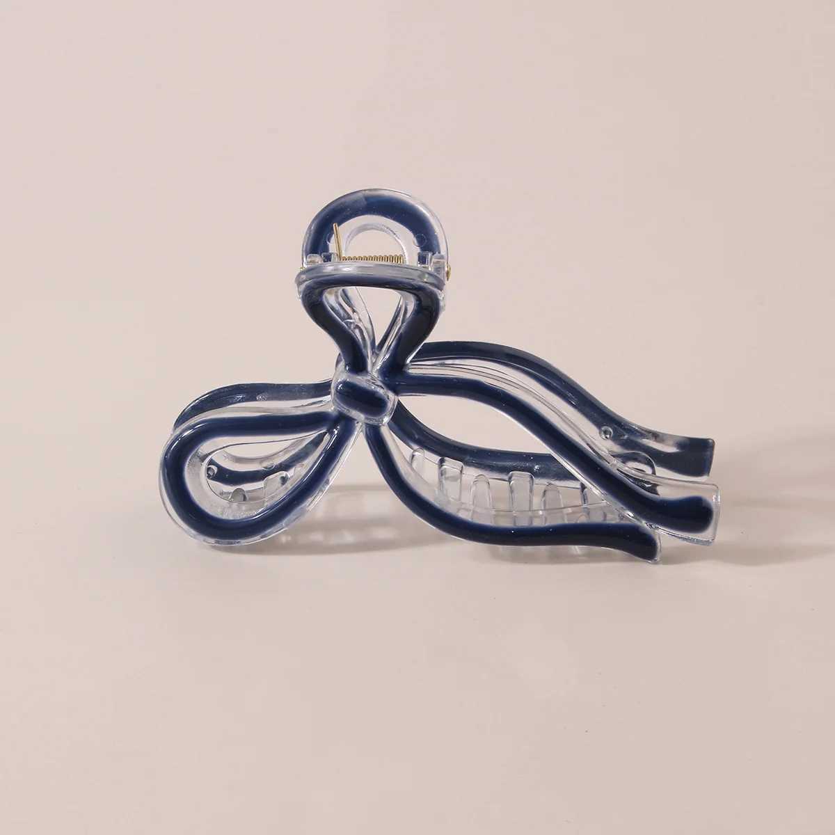 Bow Hair Claw Large Size Plastic Oil Dripping Transparent Color Hair Clip Shark Clips Girls Women Hair AccessoriesL240727