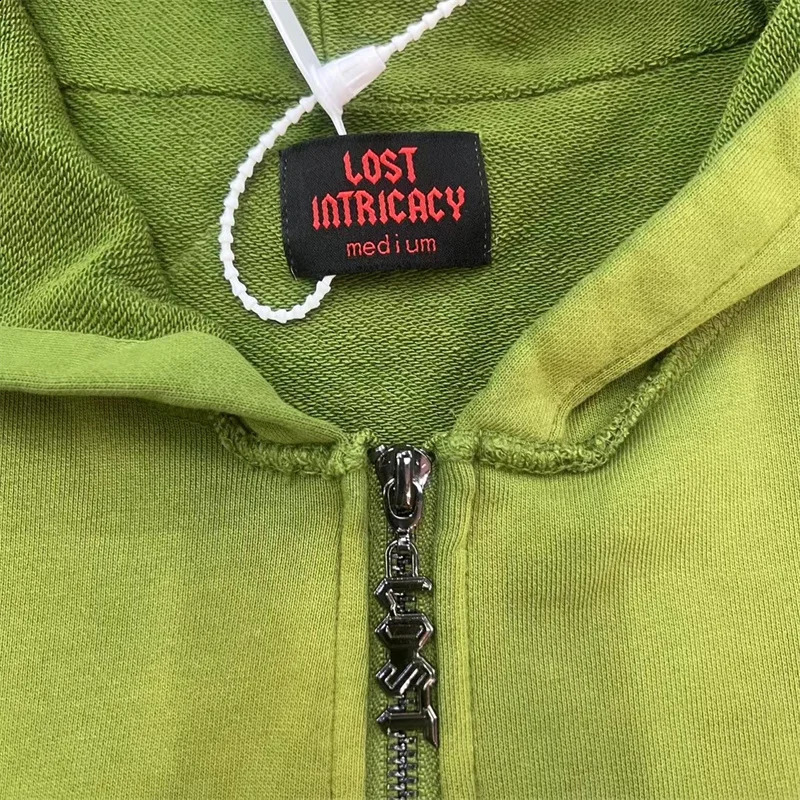 Lost Intricacy Zip Hoodie Vintage Washed And Distressed Patchwork Bead Zippered 240717