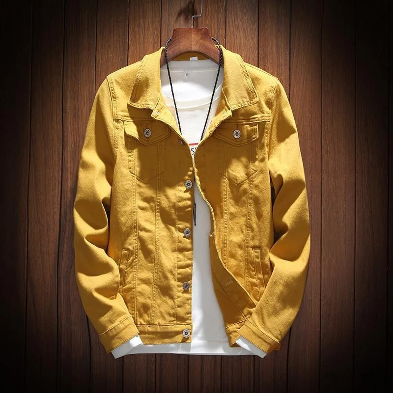 Denim jacket mens spring and autumn cotton student long sleeved jeans casual fashion street wear solid color 240921