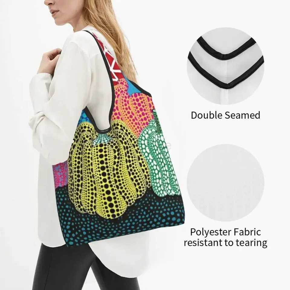 Abstract Painting Yayoi Kusama Grocery Shopping Bag Fashion Shopper Shoulder Tote Bag Big Capacity Portable HandbagXJ240727