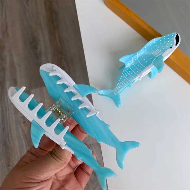 2024 New Design Cartoon Marine Dolphin Shark Hair Clips Cute Whale Salmon Acetate Hair Claws Hairpins Accessories For WomenL240727