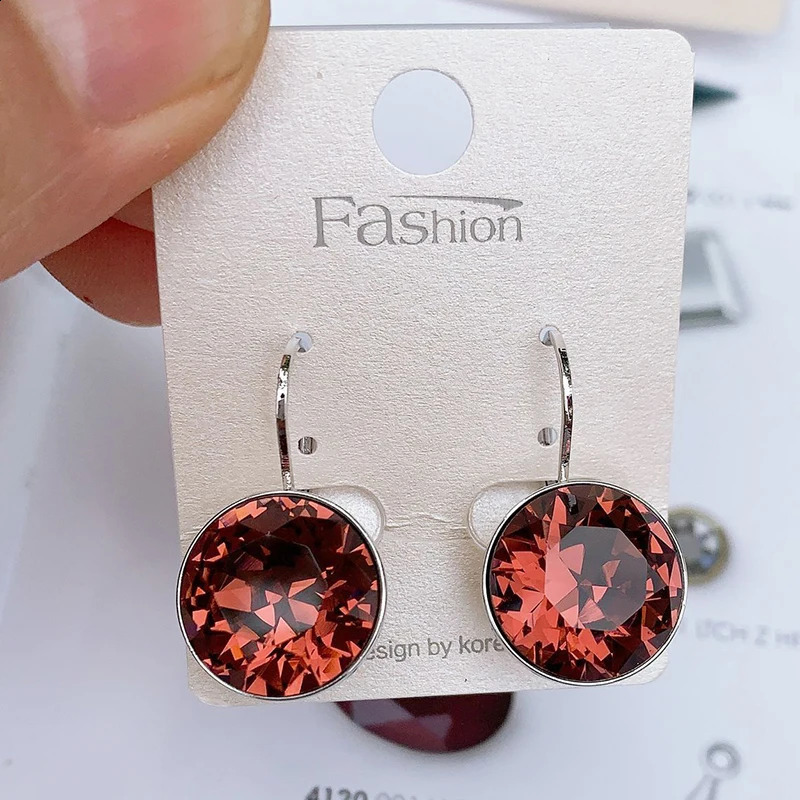 IDESTINY 11.11 White Bella Crystal Dangle Earrings For Women Crystal From Austria Fashion Round Earrings Wedding Bijoux Gift 240718