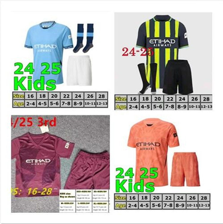 23 24 25 HAALAND MANS CITIES football jersey kids football kits DE BRUYNE FODEN 2023 2024 2025 GREALISH STERLING MAHREZ kids jerseys