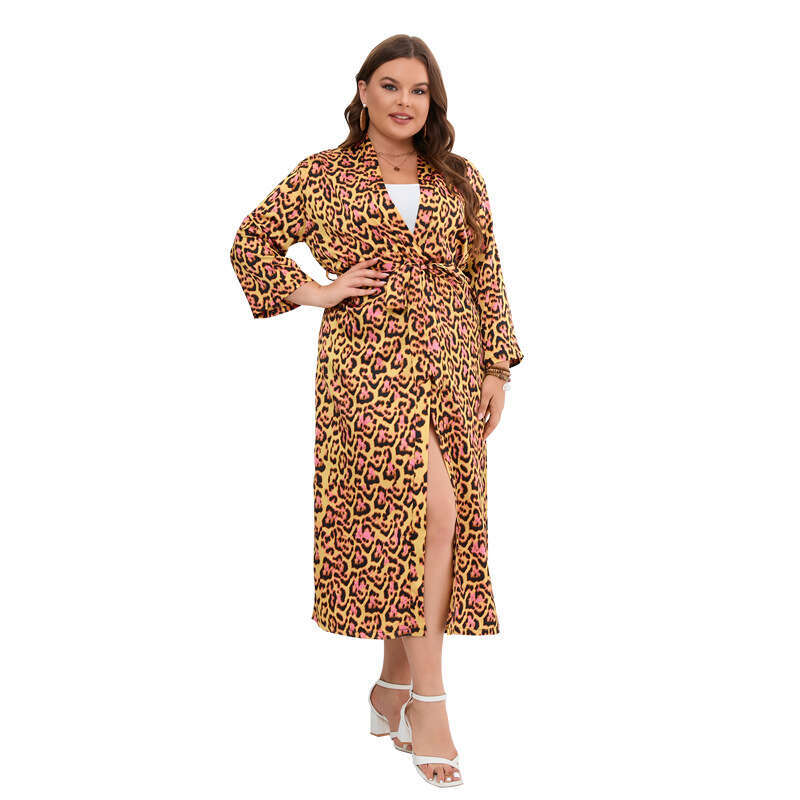 Longfeng Forging Large Sunscreen Shawl Sleeping Robe Home Clothes Vacation Jacket 200kg Can Wear Leopard Pattern Extended Top