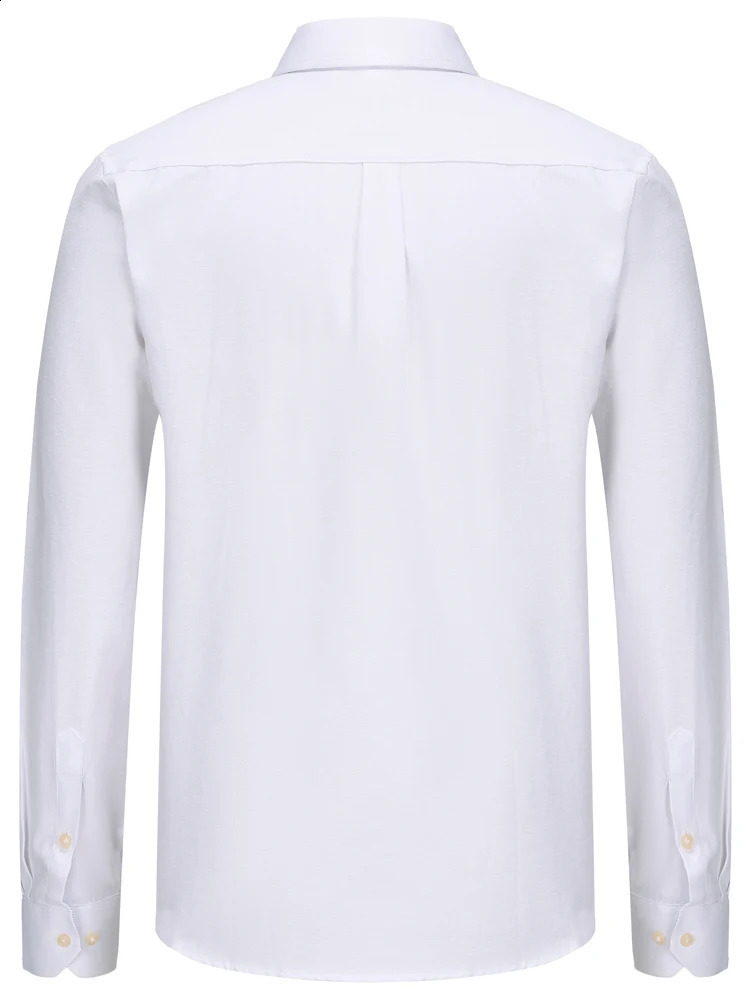Mens Stylish Cotton Blend Solid Shirt Formal Breathable Lapel Regular-fit Button Up Long Sleeve Shirt For Business Activities 240822