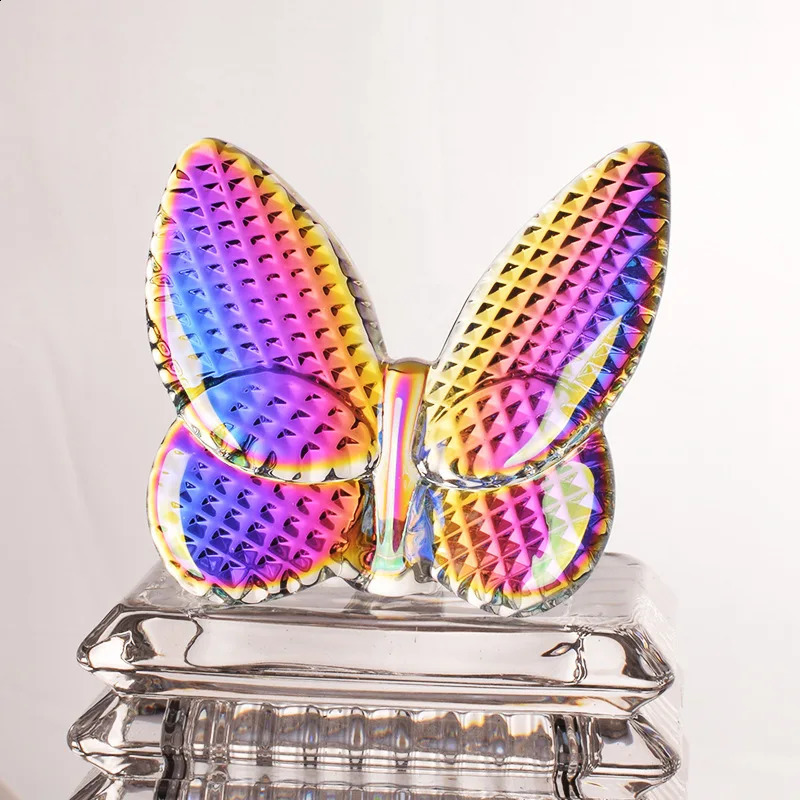 Glass Crystal Lucky Butterfly Vibrantly With Bright Color Ornaments Home Decor Butterfly Ornament Decoration Craft Ornament 240717