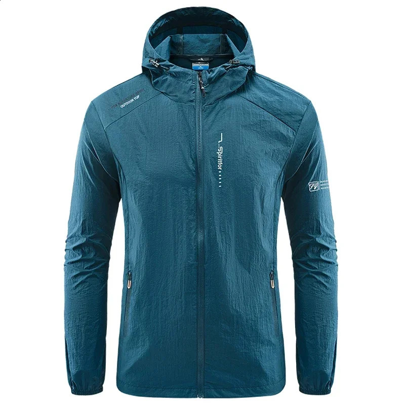 Summer outdoor quick drying thin jacket for men hiking fishing cycling hooded gym sports windproof ultra light 240812