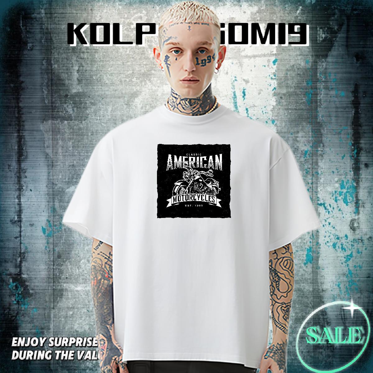 New Arrival T Shirt For Man Motorcycle Tee Shirt 230g 100% Cotton Outdoor Loose Plus Size Cartoon Short Sleeve O-Neck Men Tees