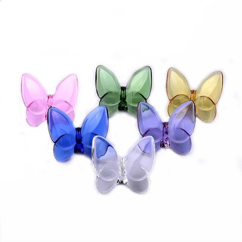 Glass Crystal Butterfly Wings Fluttering Lucky Butterfly Glints Vibrantly with Bright Color Ornaments Home Decor 240717