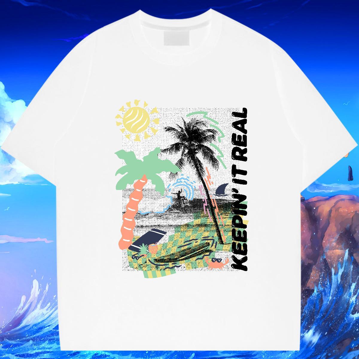 2024 New T Shirt For Man beach Wear 230g 100% Cotton Sport Comfortable Custom Big Size Round Neck Short Sleeve Men Tees