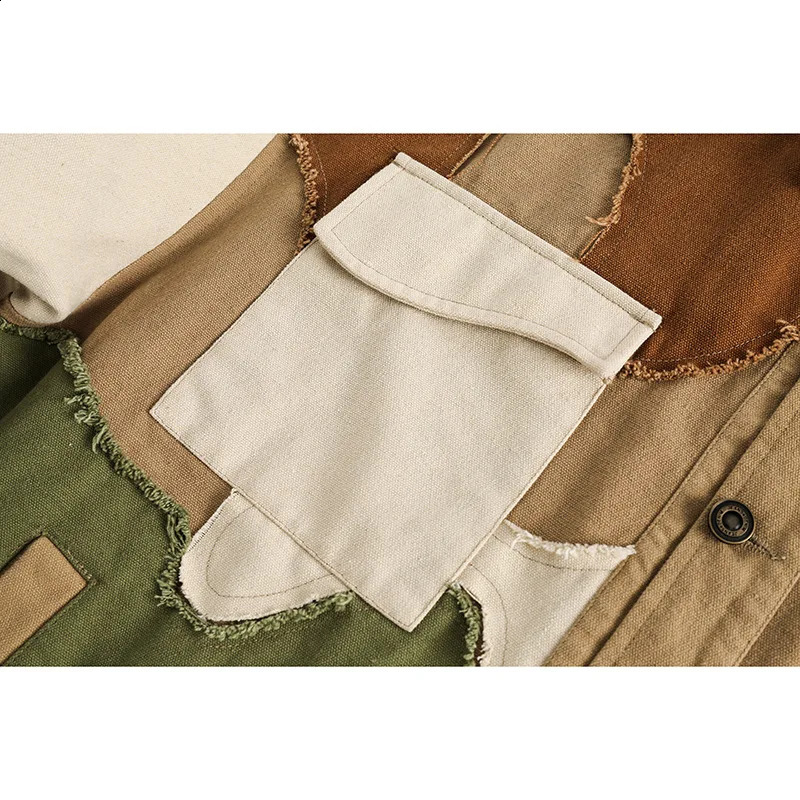 Vintage Hip Hop Streetwear Jacket Color Block Patchwork Jacket Men Autumn Harajuku Cotton Casual Jacket Coat Outwear 240718