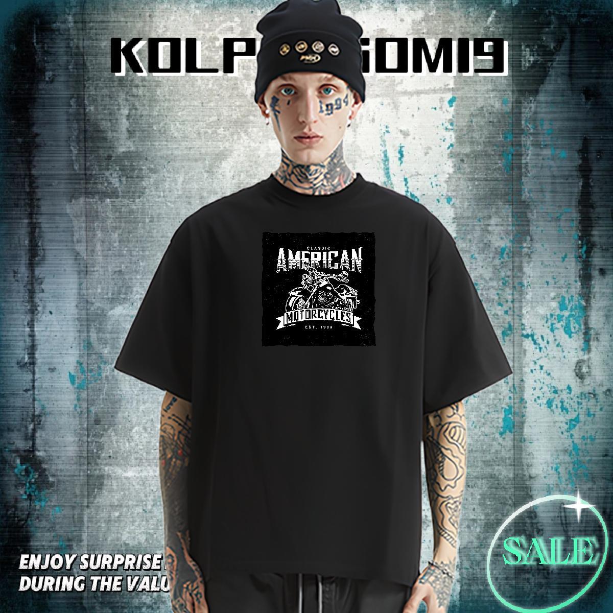 New Arrival T Shirt For Man Motorcycle Tee Shirt 230g 100% Cotton Outdoor Loose Plus Size Cartoon Short Sleeve O-Neck Men Tees