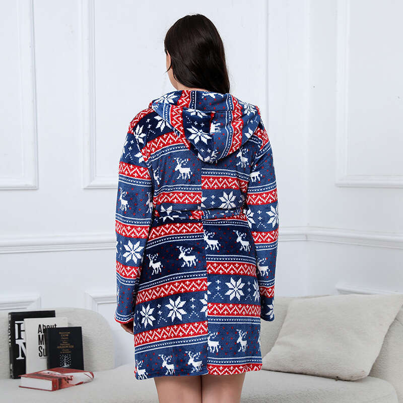 Hot selling flannel plus size pajamas for warm home wear in Nordic countries weighing 200 pounds can be worn with a horizontal bathrobe