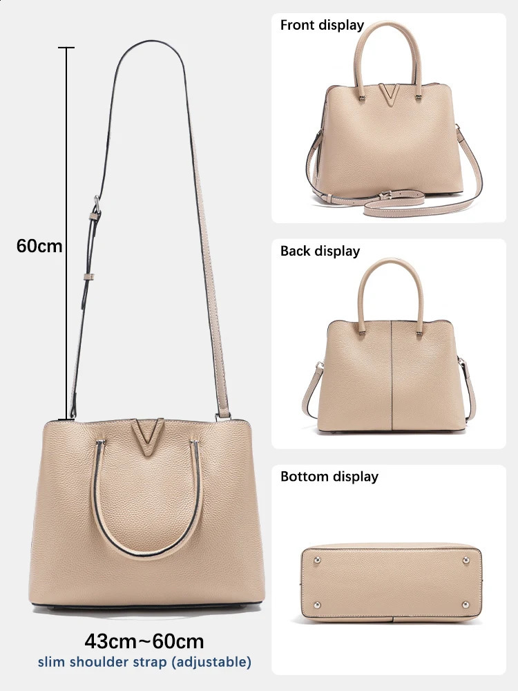 Zency Fashion Women Shoulder Bag 100% Genuine Leather Large Capacity Handbag Multi Pocket Satchel Tote Cross body Green 240727