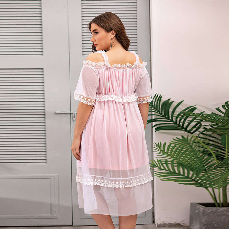 New Victoria style mesh lace home outfit size plus millimeter pink dress weighing 200 pounds