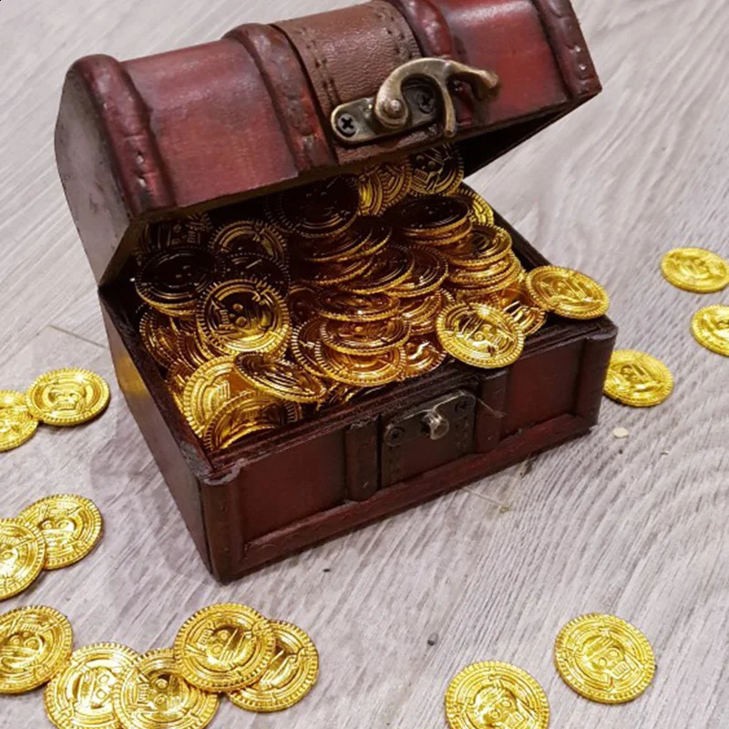 50100 pieces of pirate gold coins childrens birthday party decoration gifts Halloween plastic fake family collectibles game treasures 240726