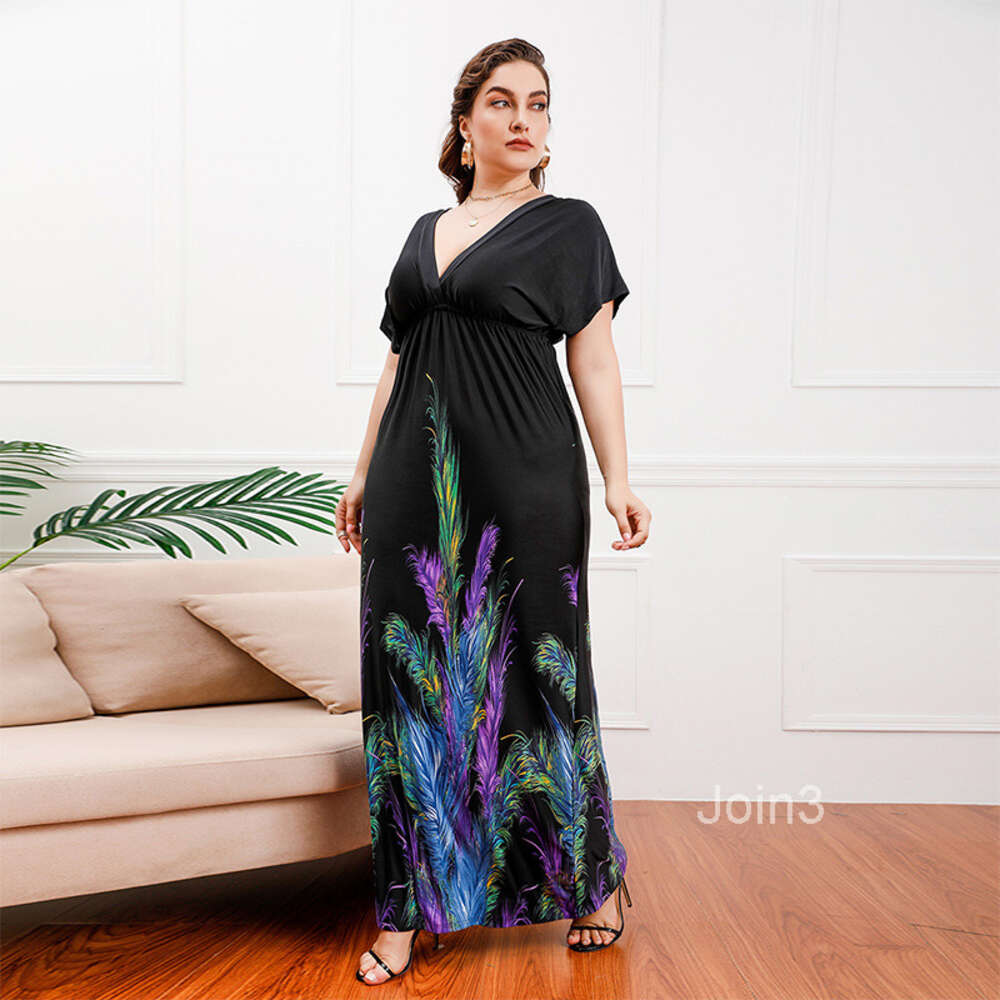 Bohemian hot selling fat mm elongated plus size ice silk dress vacation beach dress mid length skirt