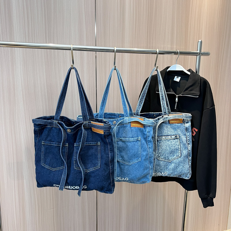 2024 new washed denim with large capacity, fashionable and casual tote bag, college student class shoulder bag H727#35 ddmy 2c00