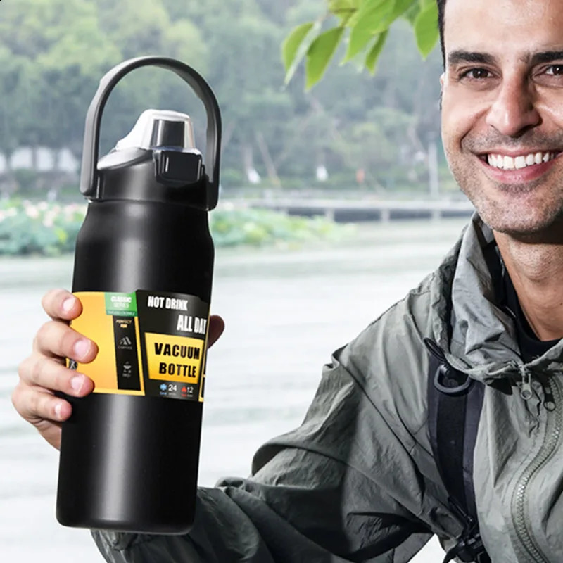 1500ML Stainless Steel Thermo Bottle Portable Thermos Large Capacity Water Tumbler Thermoses Outdoor Vacuum Flasks 240727