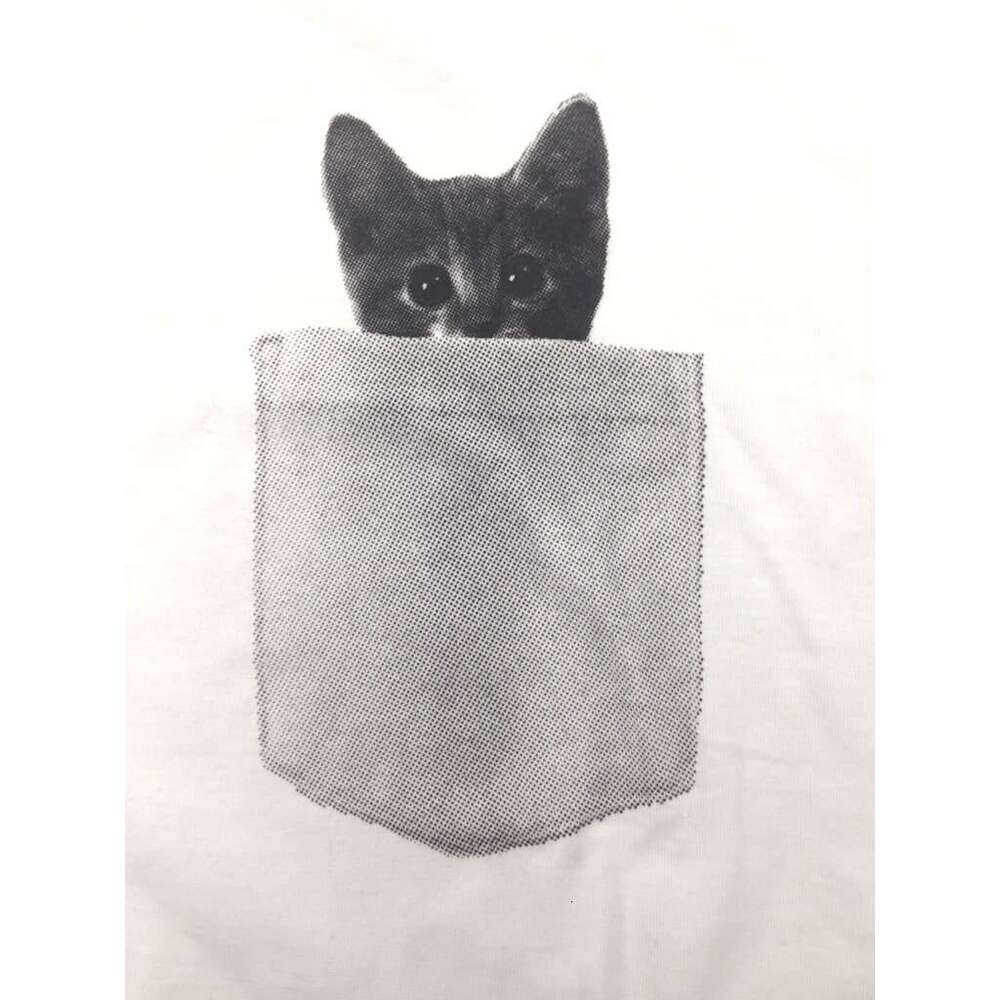 t shirt Summer tops Mens Pocket Cat T Shirt Funny Printed Peeking Pet Kitten Animal Tee Free shipping