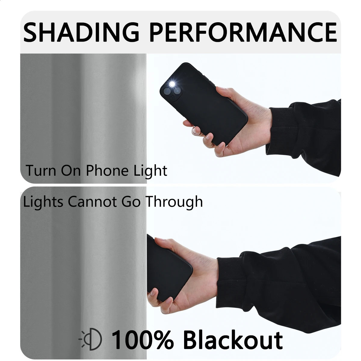 1 piece of solid color full tone and sun protection 100 blackout curtains bedroom living room Curtain 240726