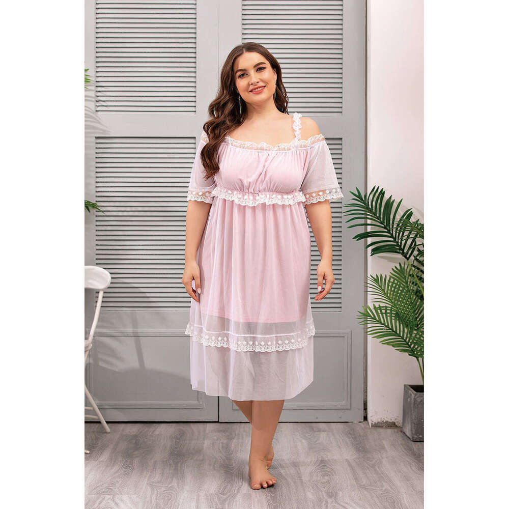 New Victoria style mesh lace home outfit size plus millimeter pink dress weighing 200 pounds