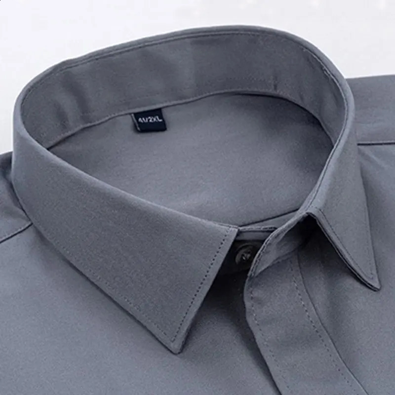 Mens Solid color Business Casual Formal shirt Fashion classic slim solid color long sleeve shirt no ironing social high quality 240822
