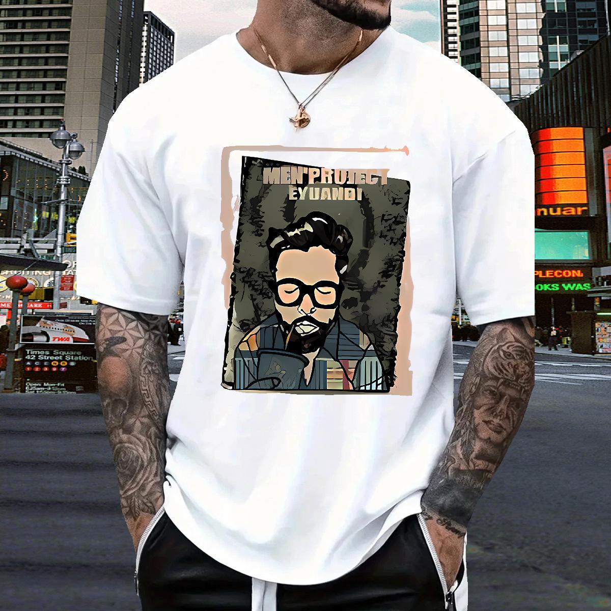 Free Shipping Men T Shirts portrait Top Tees 230g 100% Cotton Casual Beach Loose Graphic Breathable Crew Neck Tshirts