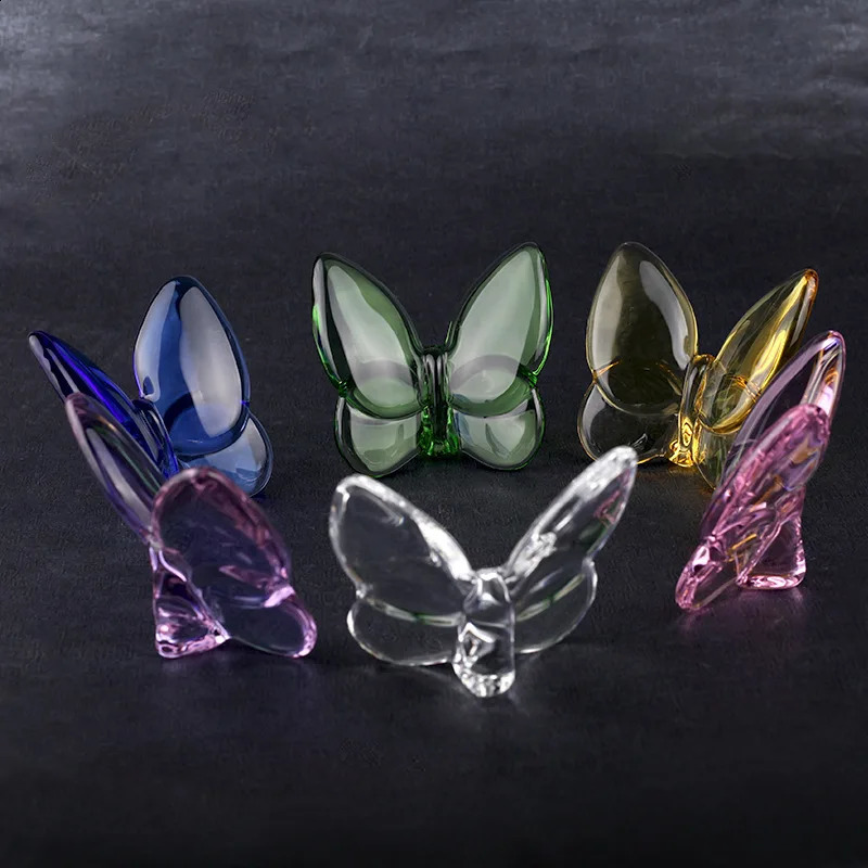 Glass Crystal Butterfly Wings Fluttering Lucky Butterfly Glints Vibrantly with Bright Color Ornaments Home Decor 240717