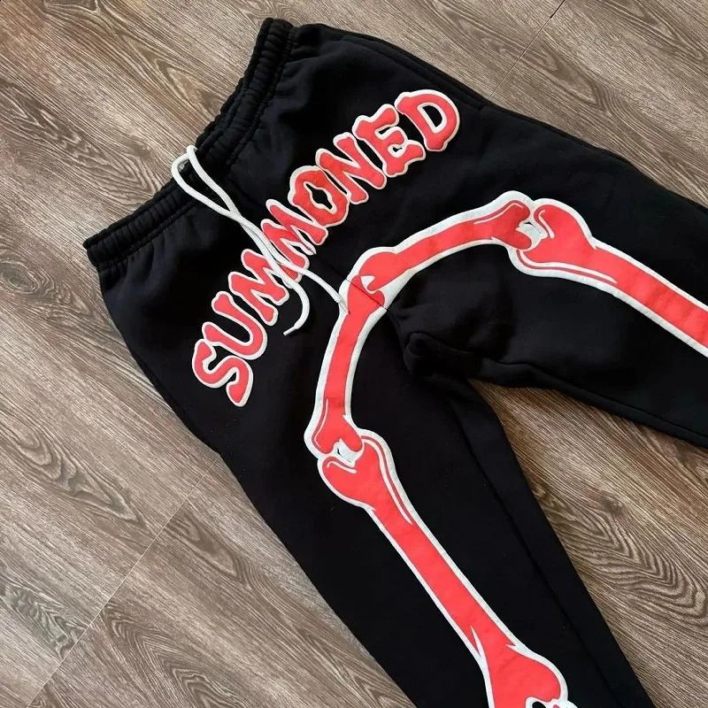 Womens printed letter pants winter fashion Harajuku retro warm sports pants large hip-hop Y2K personality. 240717